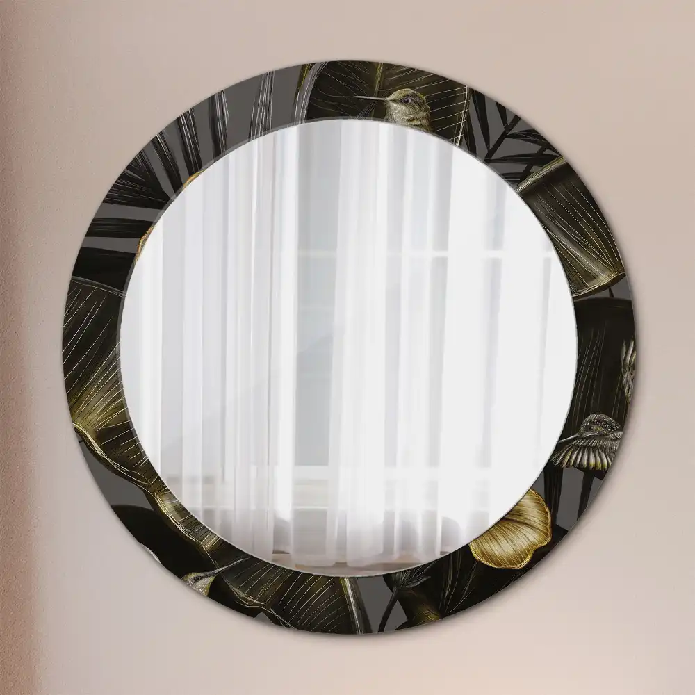 Miroir rond imprimé hibiscus