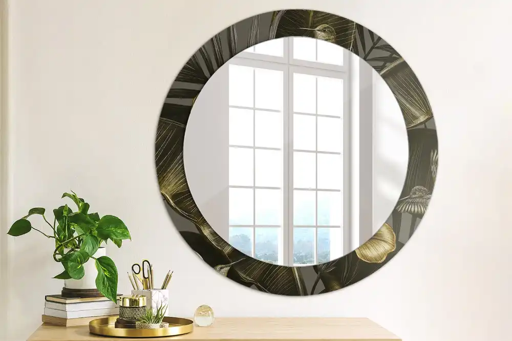 Miroir rond imprimé hibiscus