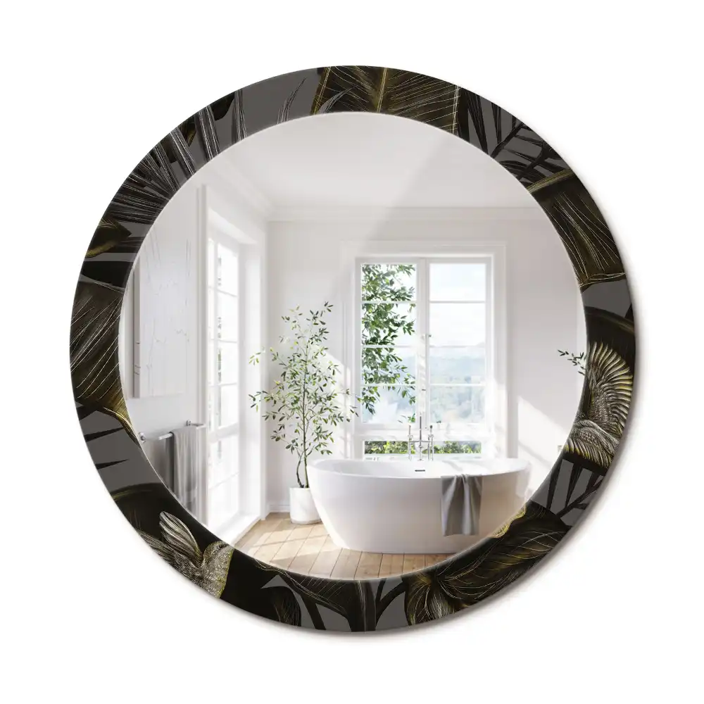 Miroir rond imprimé hibiscus