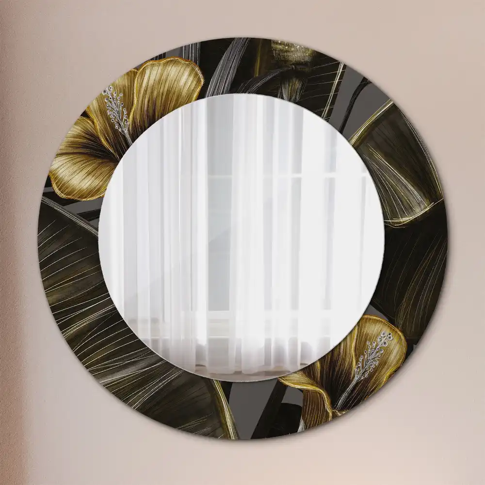 Miroir rond imprimé hibiscus