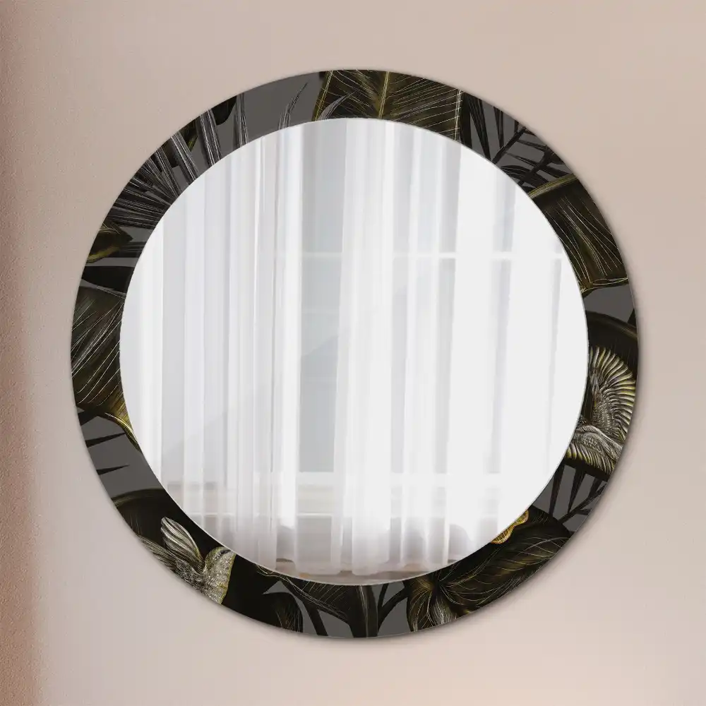 Miroir rond imprimé hibiscus