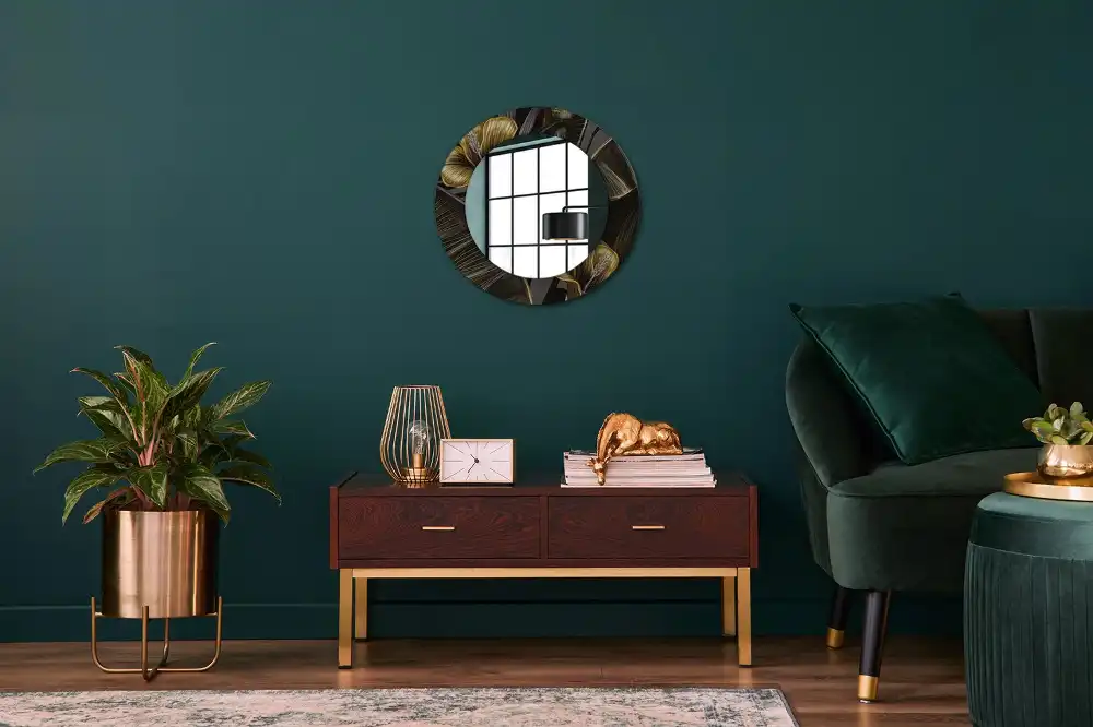 Miroir rond imprimé hibiscus