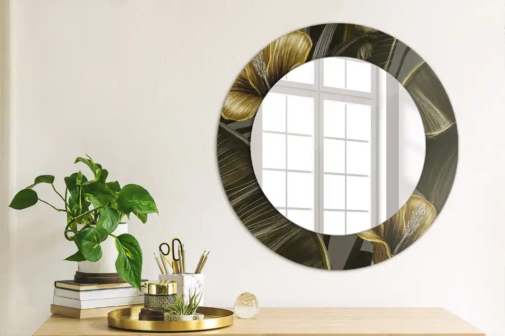 Miroir rond imprimé hibiscus
