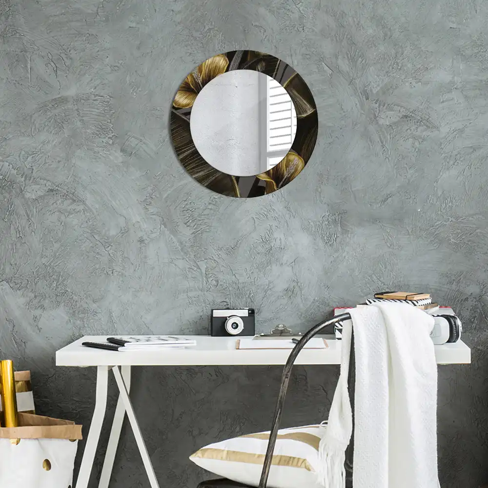 Miroir rond imprimé hibiscus