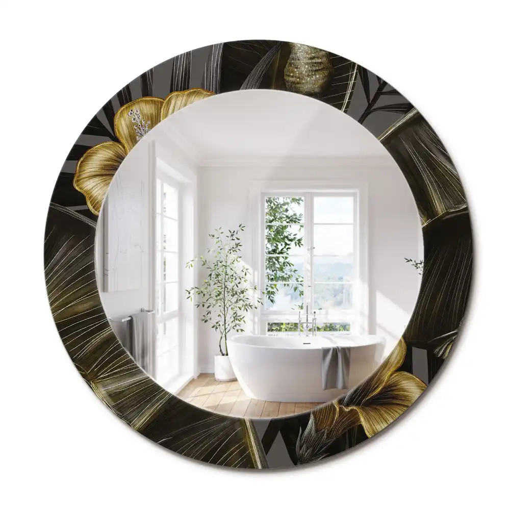 Miroir rond imprimé hibiscus