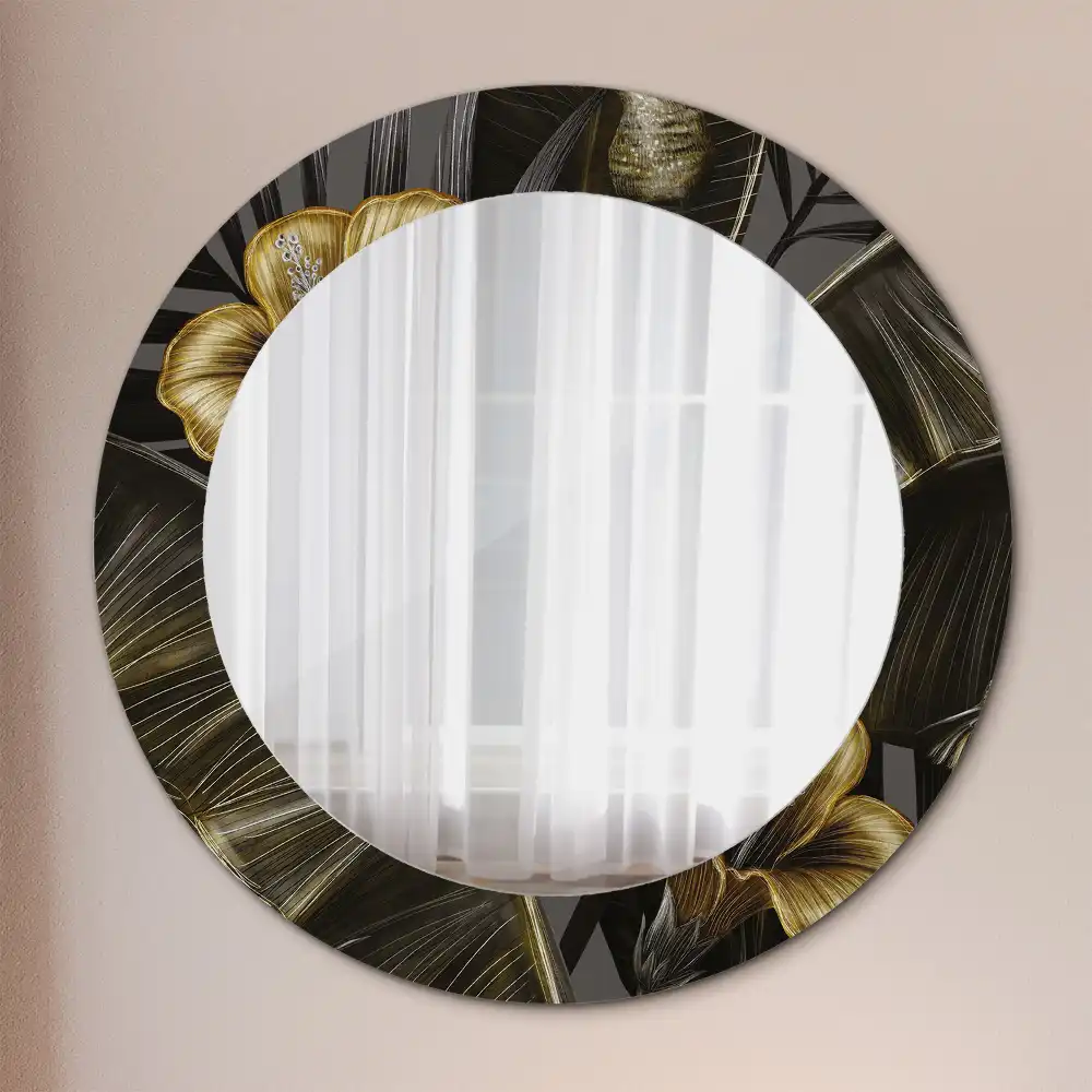 Miroir rond imprimé hibiscus