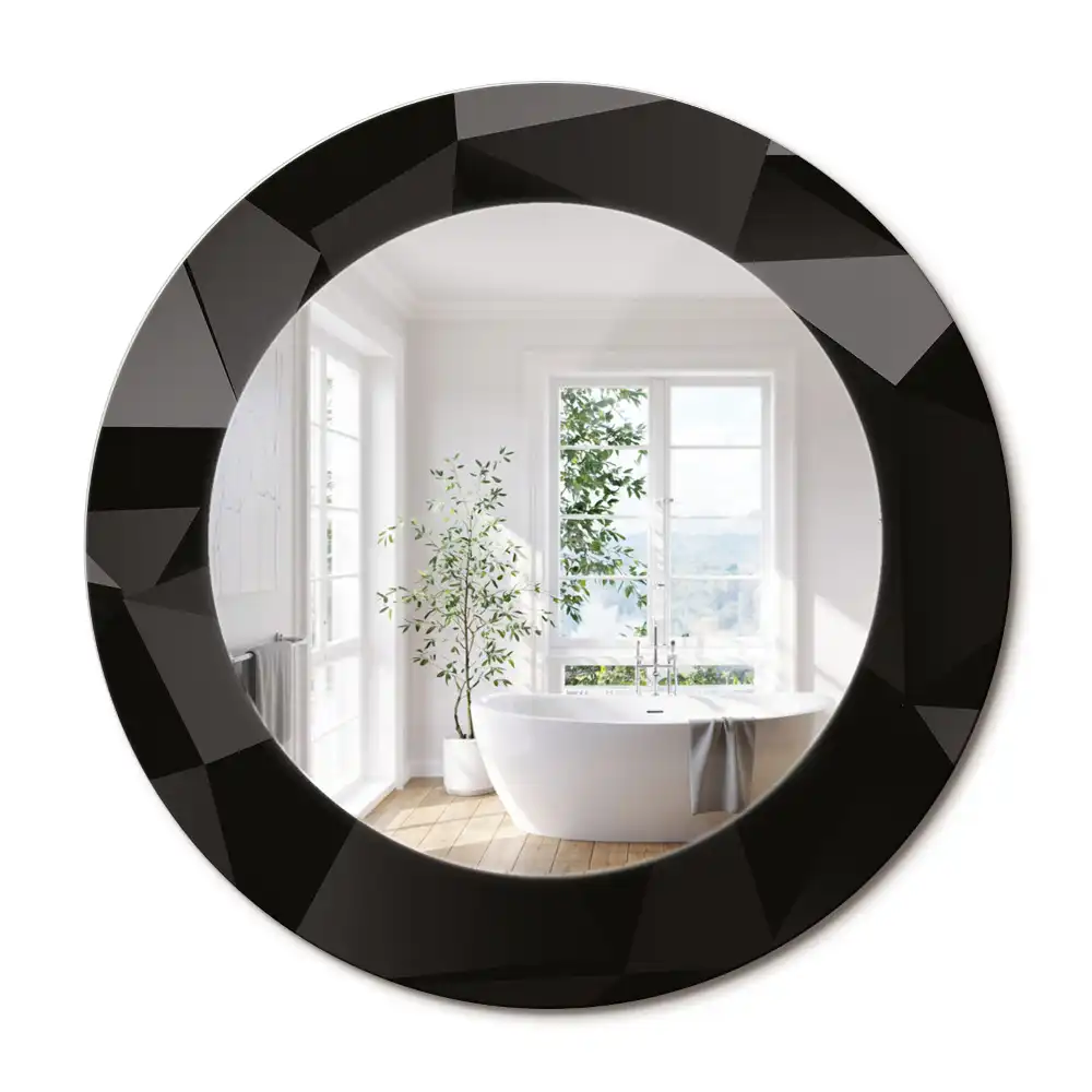 Miroir rond avec décoration abstraction noire