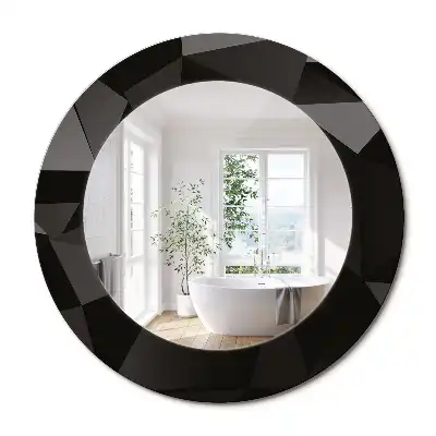 Miroir rond avec décoration abstraction noire