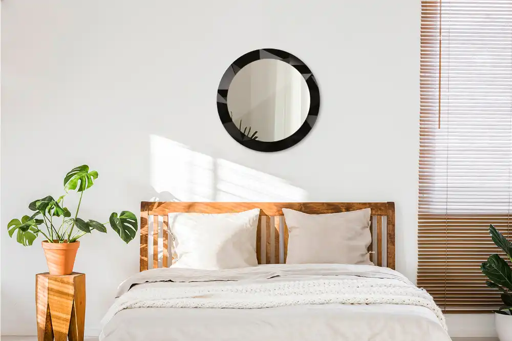 Miroir rond avec décoration abstraction noire