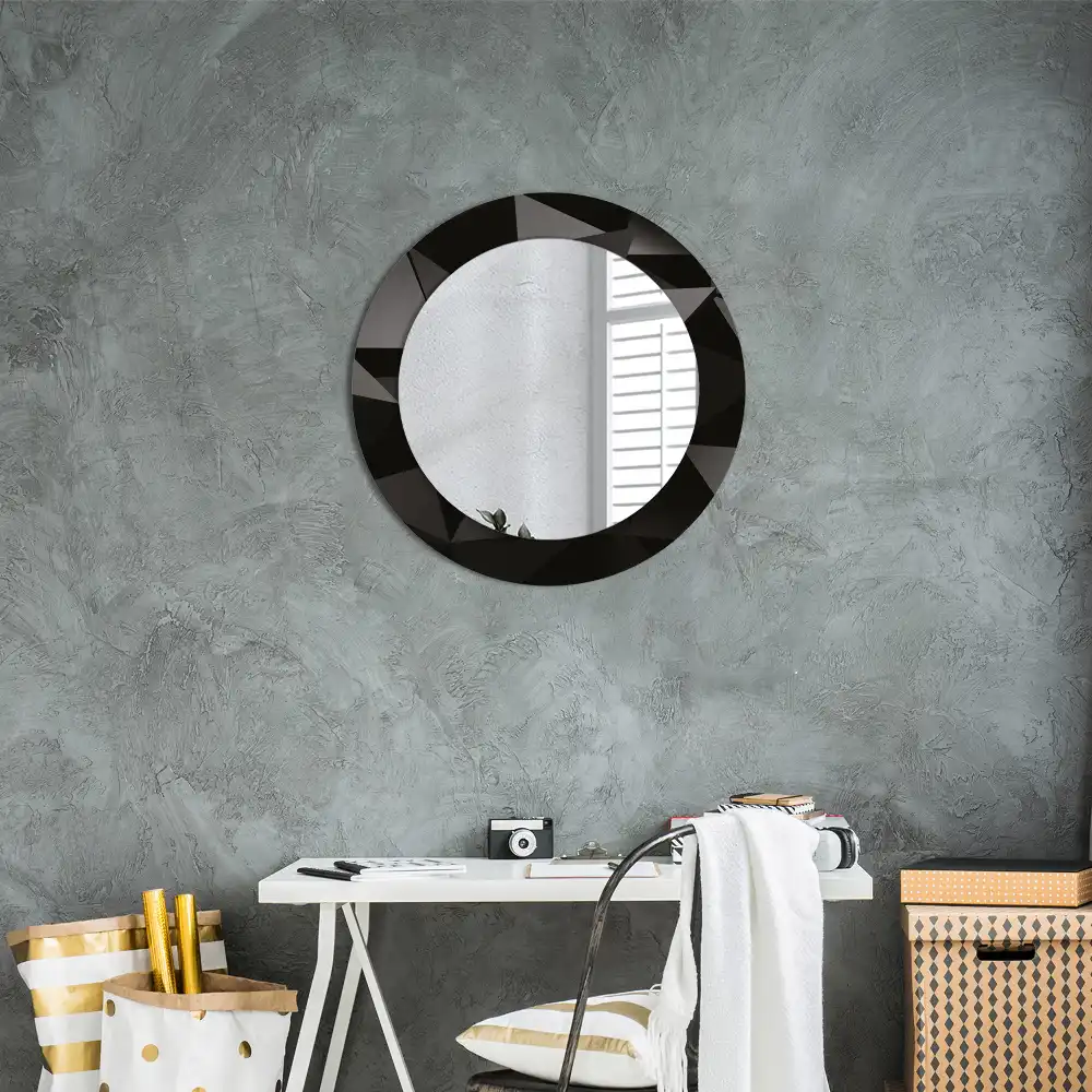 Miroir rond avec décoration abstraction noire