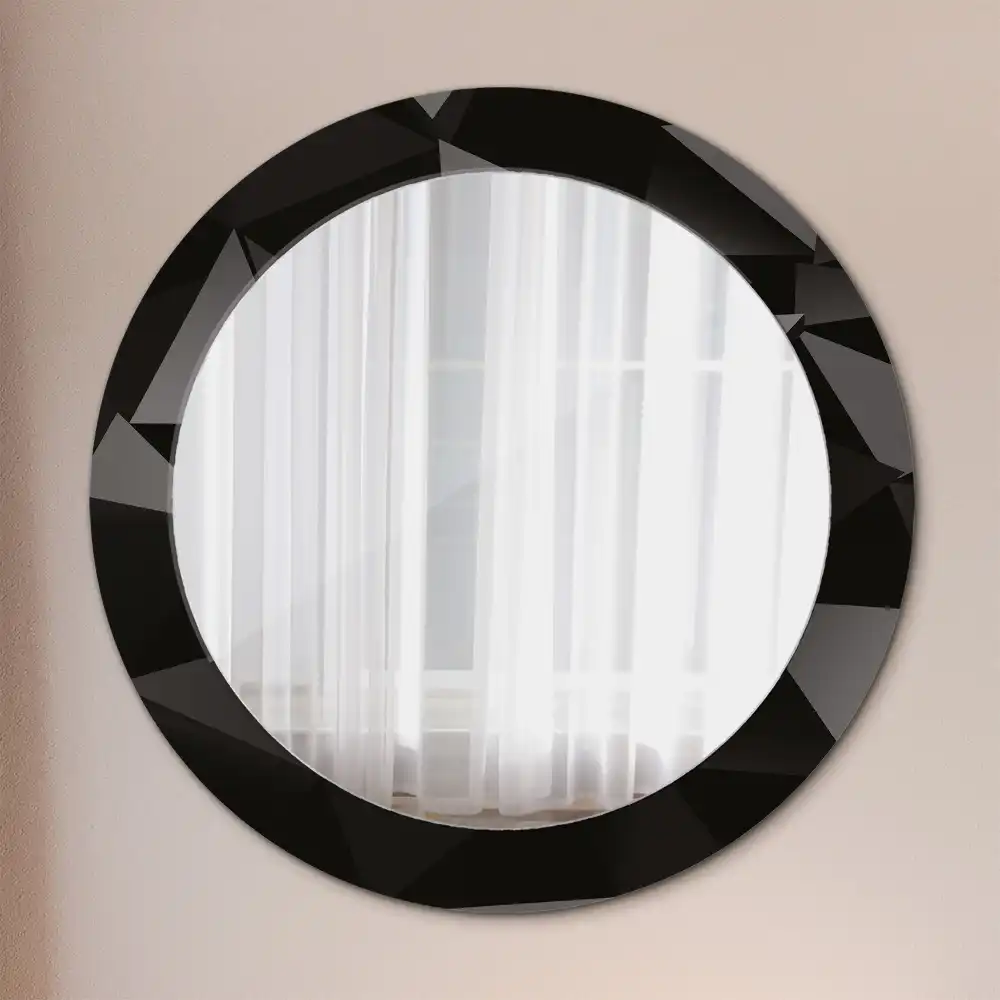 Miroir rond avec décoration abstraction noire