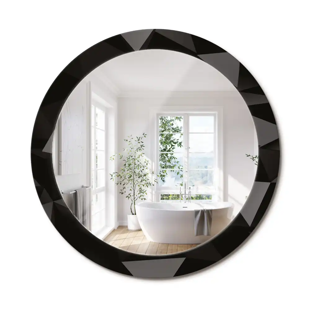 Miroir rond avec décoration abstraction noire