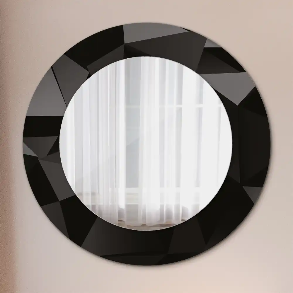 Miroir rond avec décoration abstraction noire