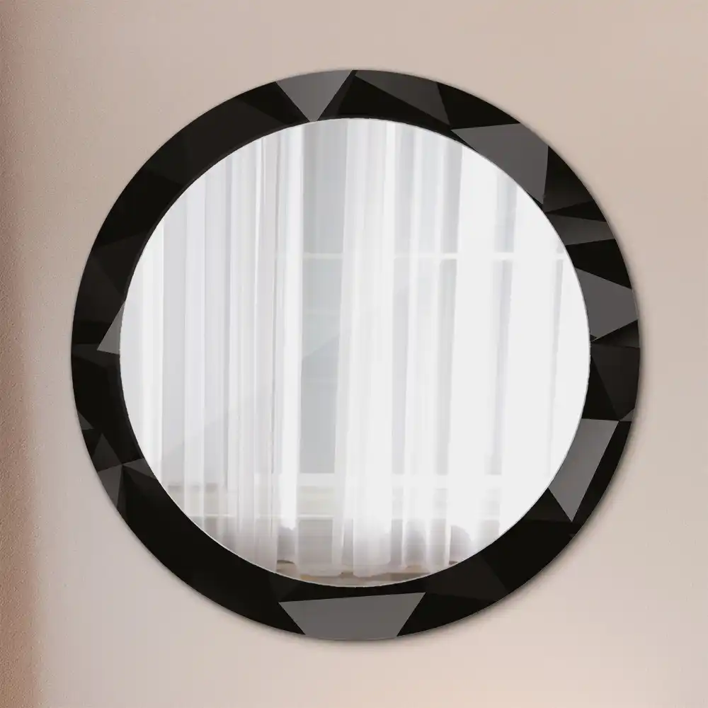 Miroir rond avec décoration abstraction noire