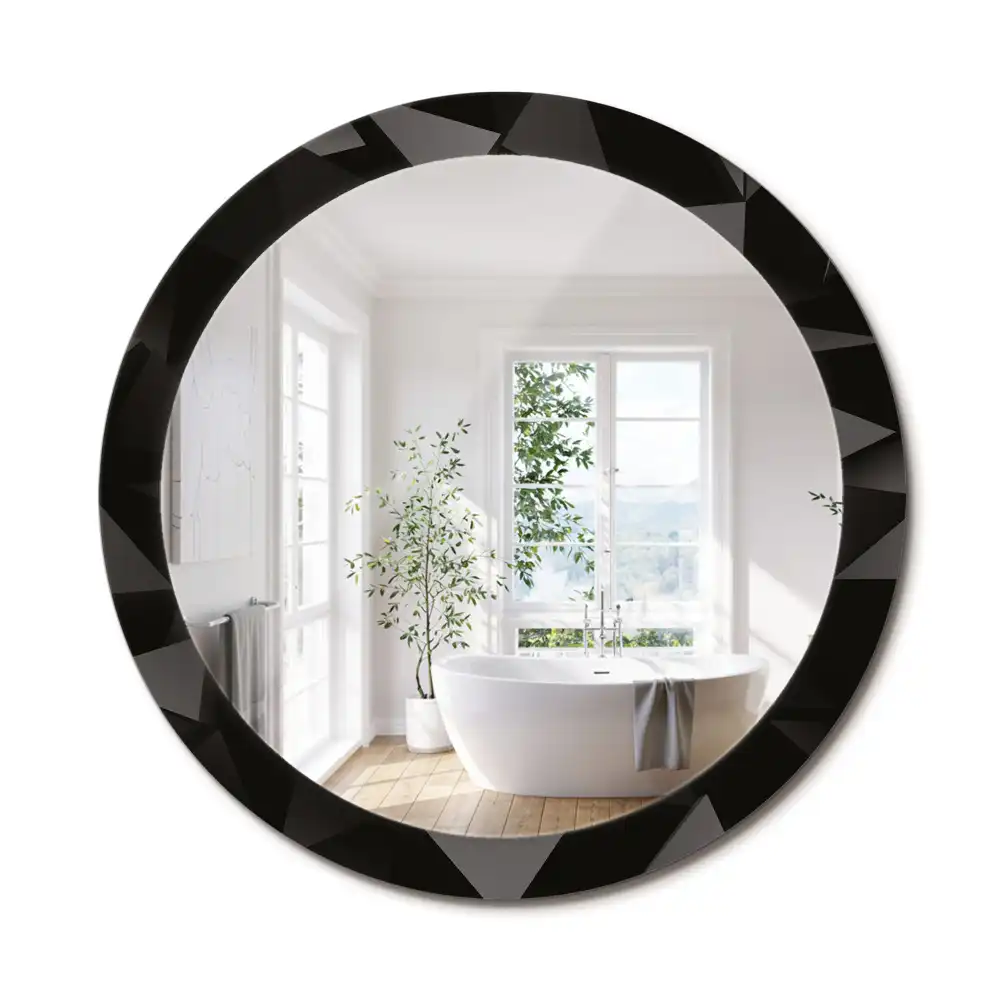 Miroir rond avec décoration abstraction noire
