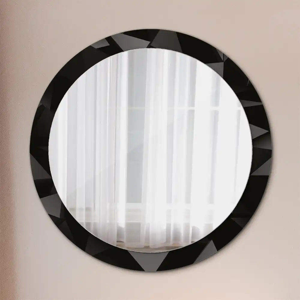 Miroir rond avec décoration abstraction noire