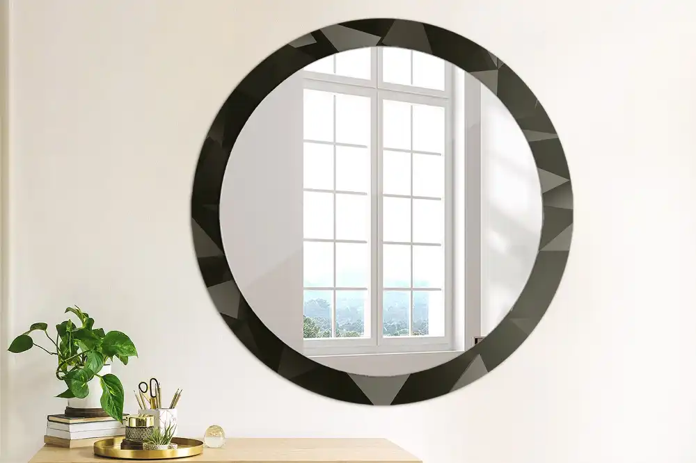 Miroir rond avec décoration abstraction noire
