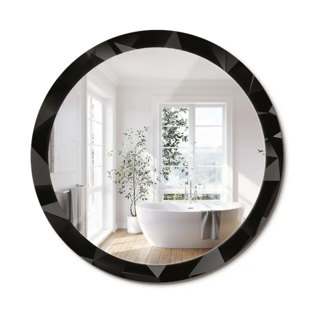 Miroir rond avec décoration abstraction noire
