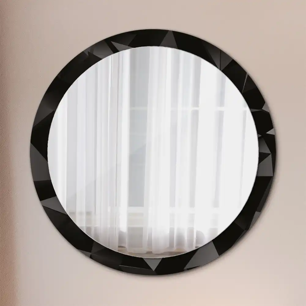 Miroir rond avec décoration abstraction noire