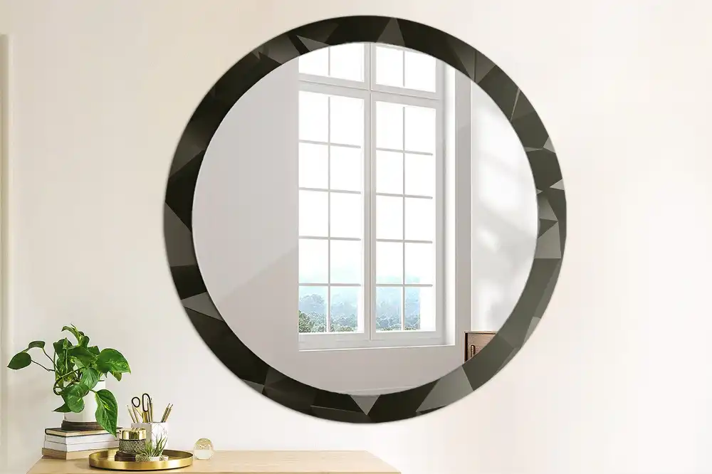Miroir rond avec décoration abstraction noire