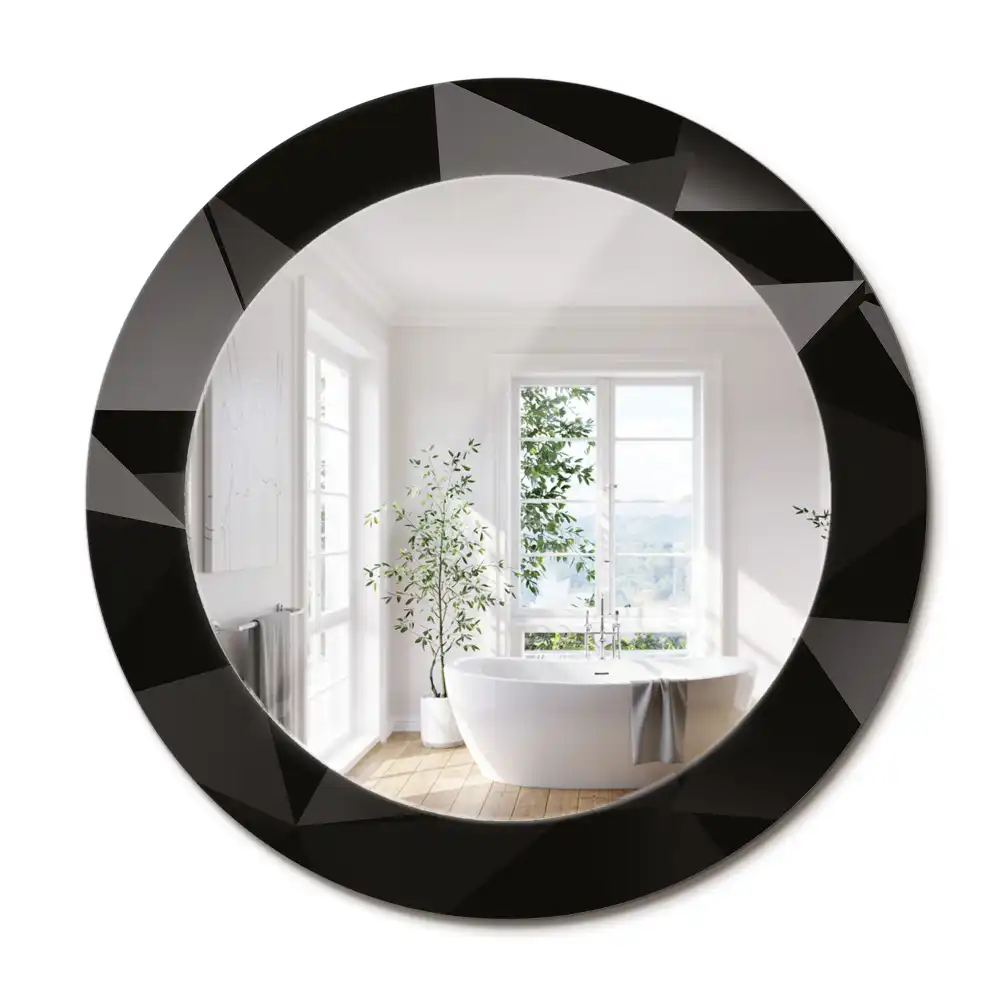Miroir rond avec décoration abstraction noire
