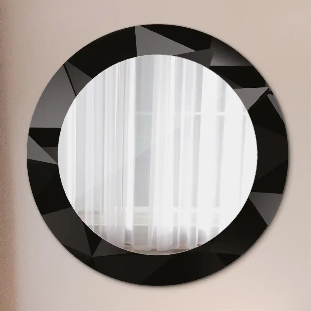 Miroir rond avec décoration abstraction noire