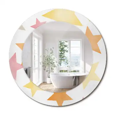Miroir rond cadre imprimé étoiles pastel