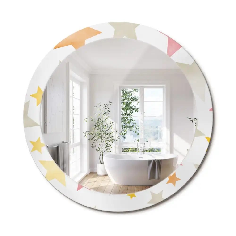 Miroir rond cadre imprimé étoiles pastel