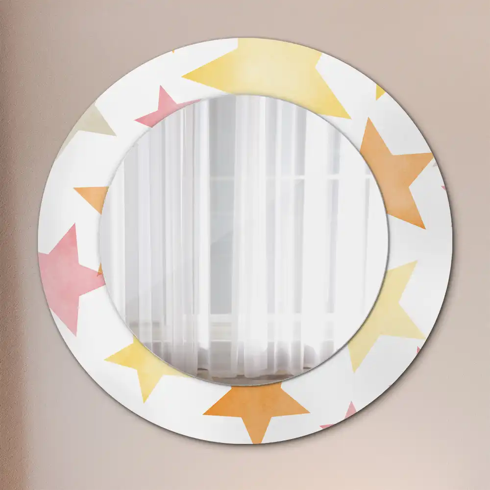 Miroir rond cadre imprimé étoiles pastel
