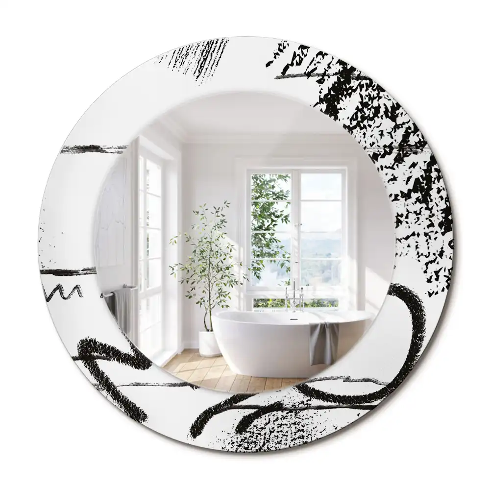 Miroir rond imprimé motif graffiti