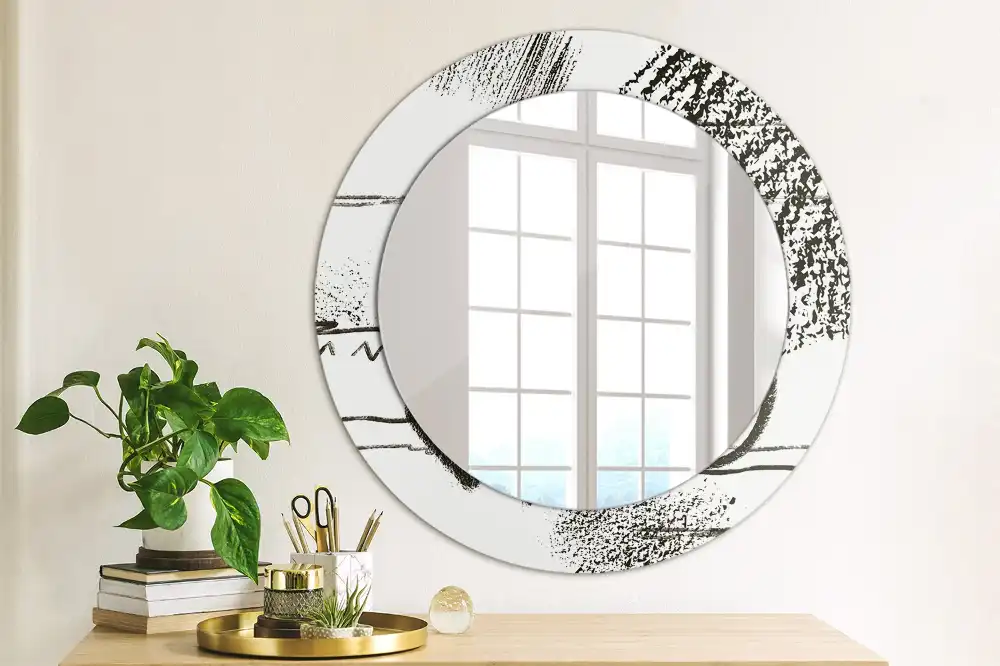 Miroir rond imprimé motif graffiti