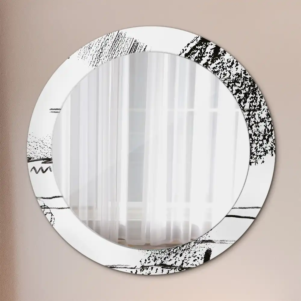 Miroir rond imprimé motif graffiti