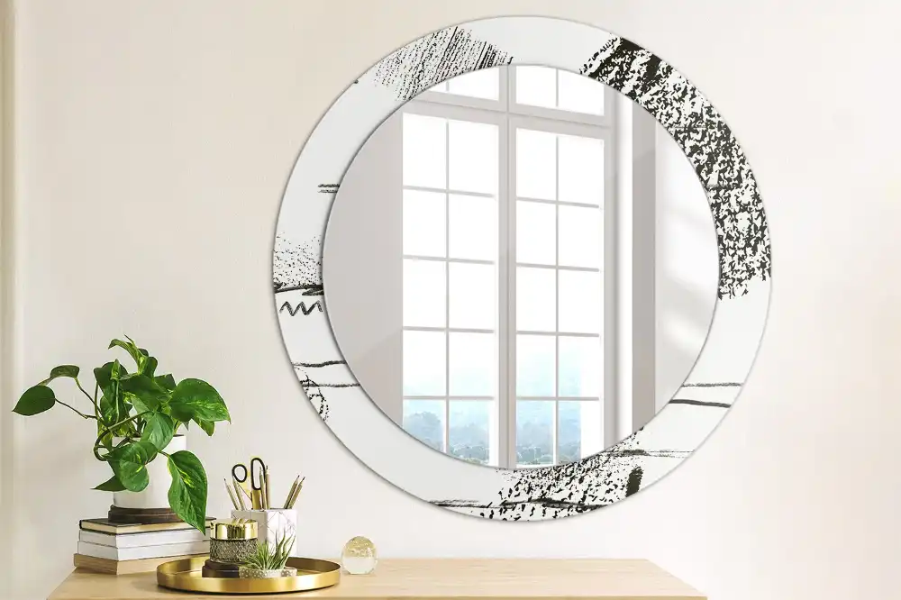 Miroir rond imprimé motif graffiti