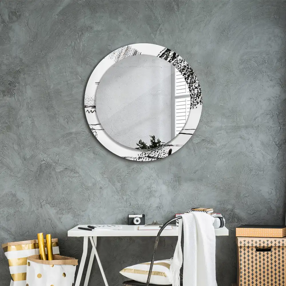 Miroir rond imprimé motif graffiti