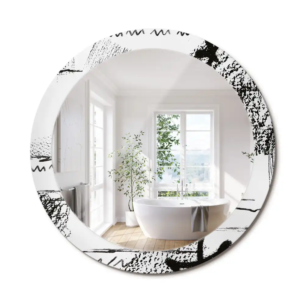 Miroir rond imprimé motif graffiti