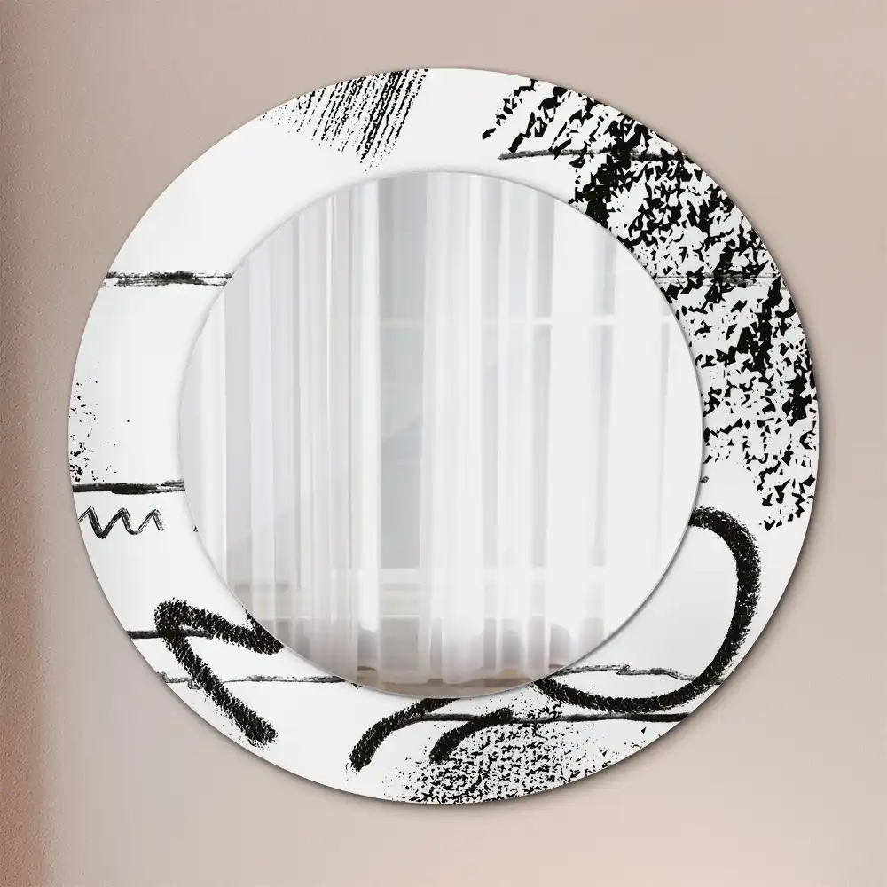 Miroir rond imprimé motif graffiti