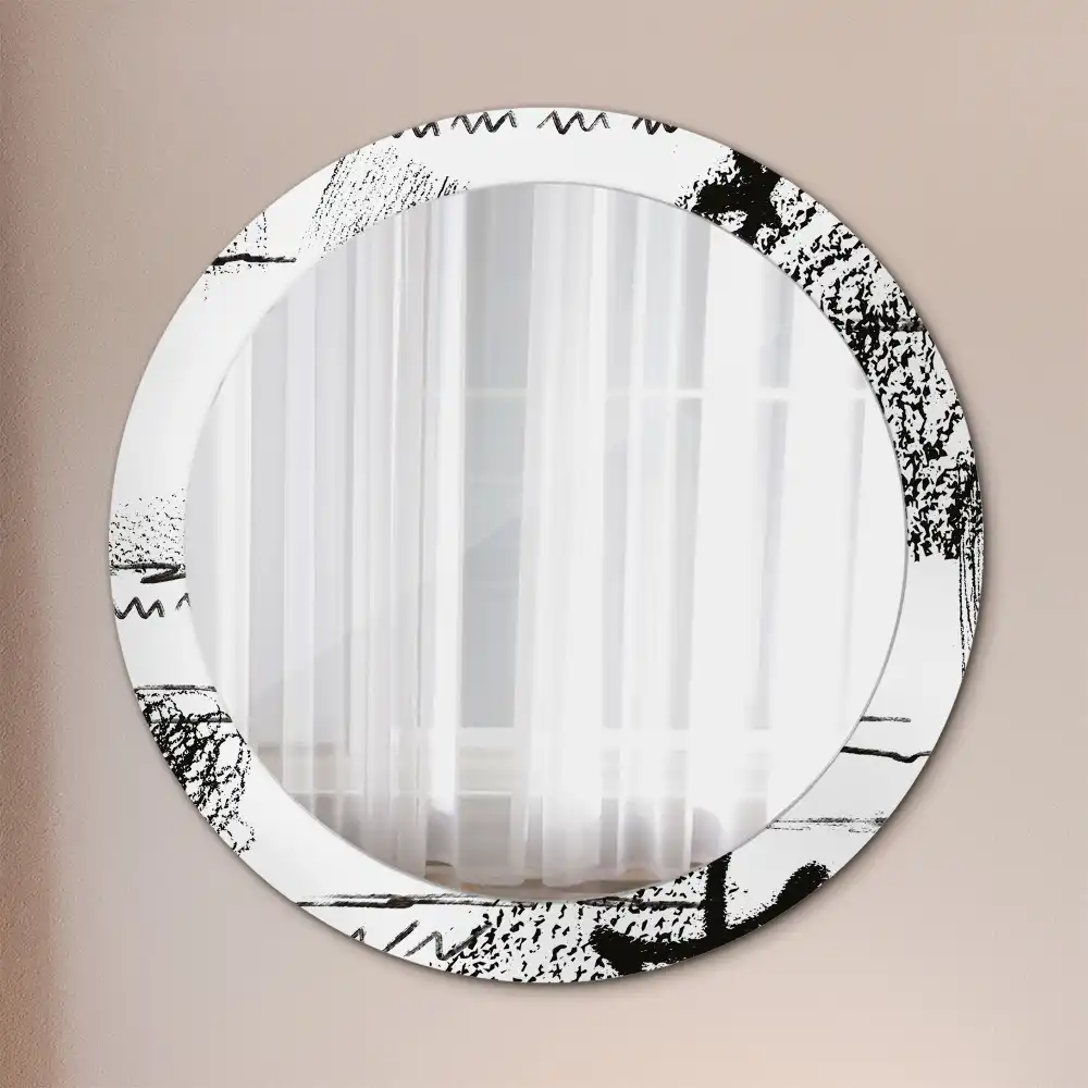 Miroir rond imprimé motif graffiti