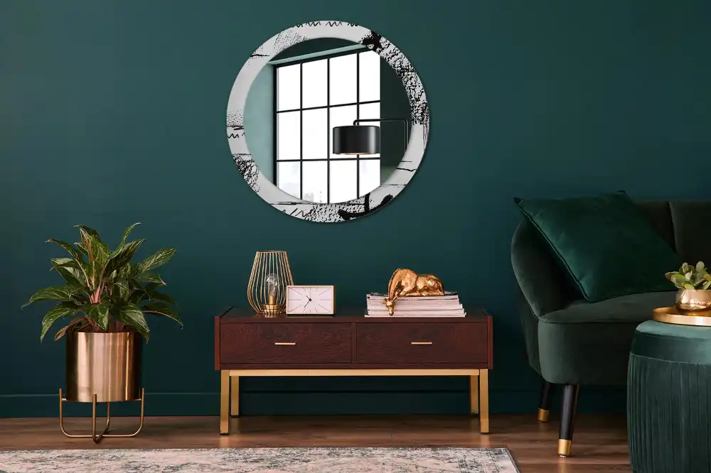 Miroir rond imprimé motif graffiti