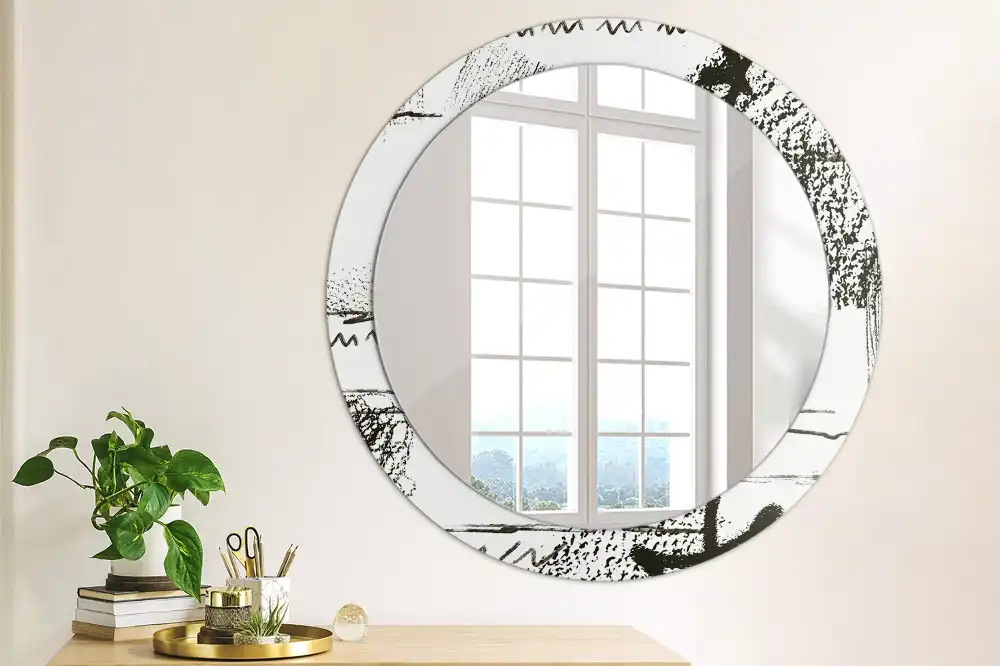 Miroir rond imprimé motif graffiti