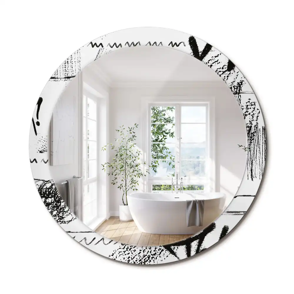Miroir rond imprimé motif graffiti