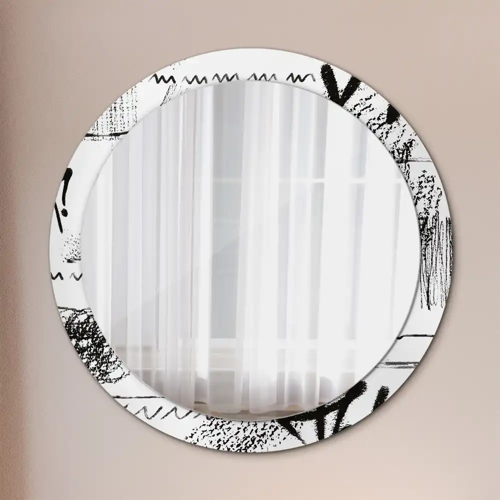 Miroir rond imprimé motif graffiti