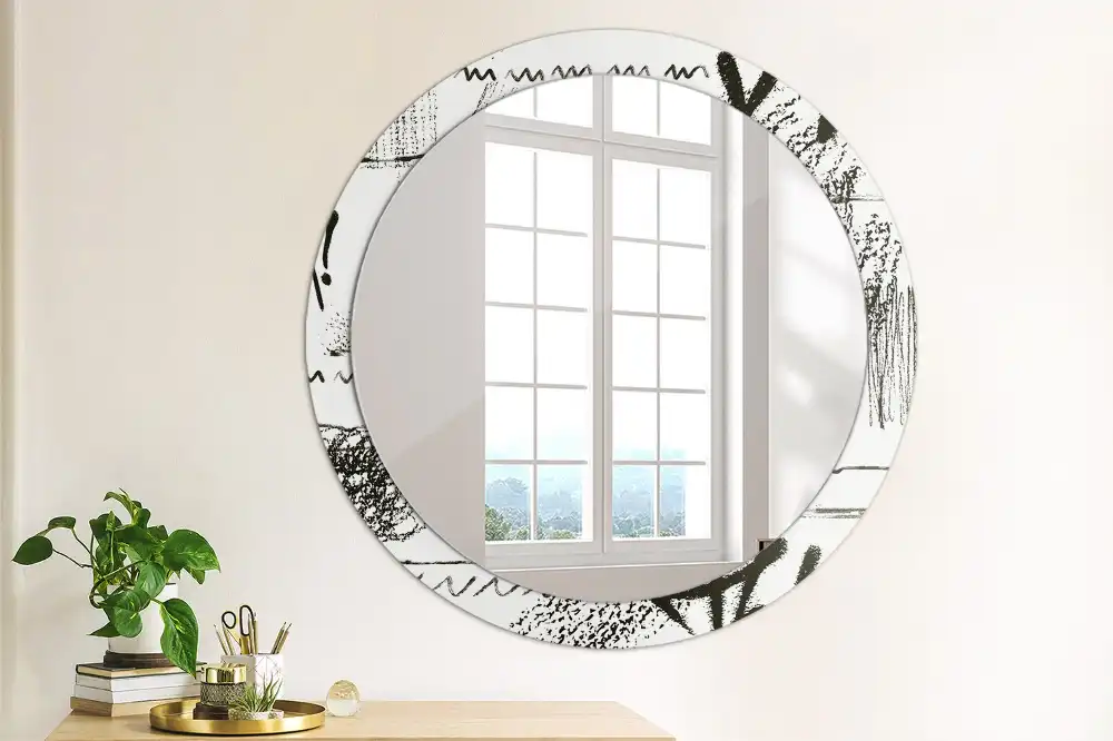 Miroir rond imprimé motif graffiti