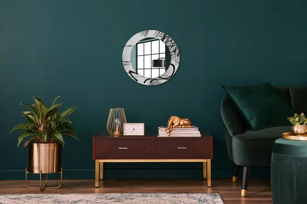 Miroir rond imprimé motif graffiti