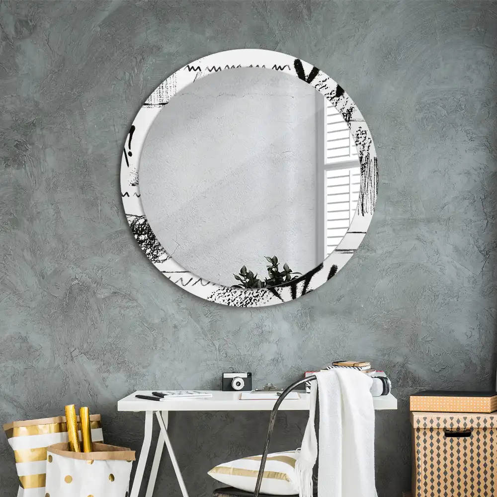 Miroir rond imprimé motif graffiti