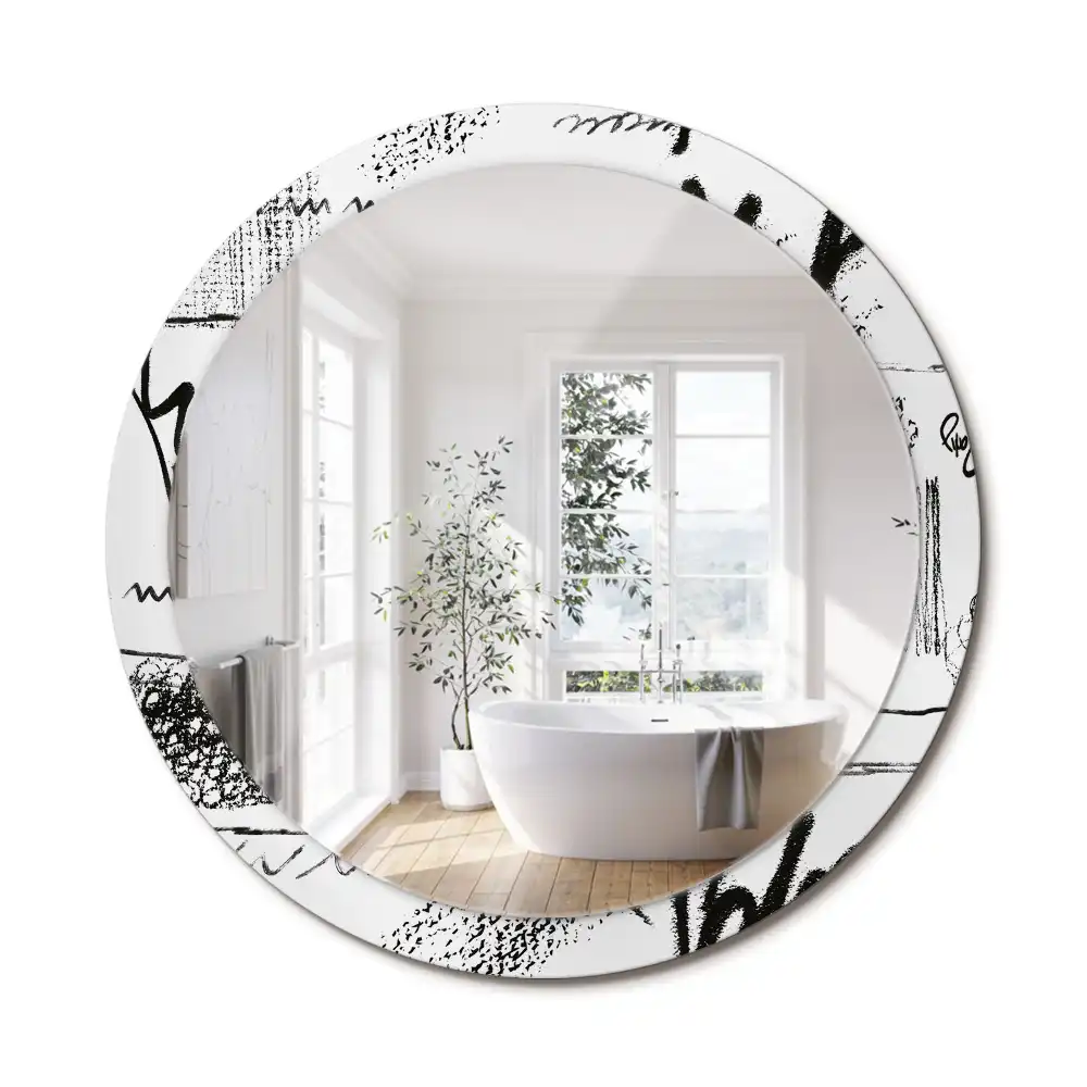 Miroir rond imprimé motif graffiti