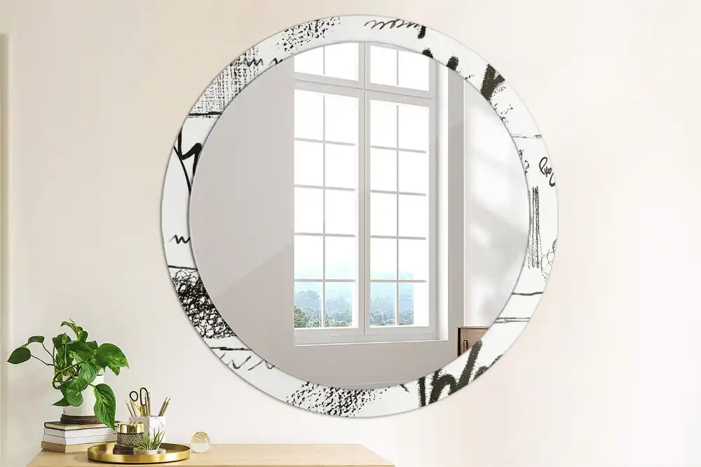 Miroir rond imprimé motif graffiti
