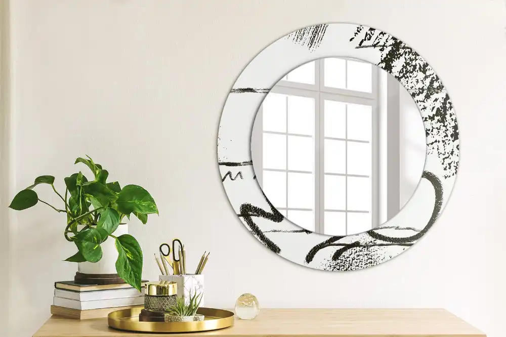 Miroir rond imprimé motif graffiti