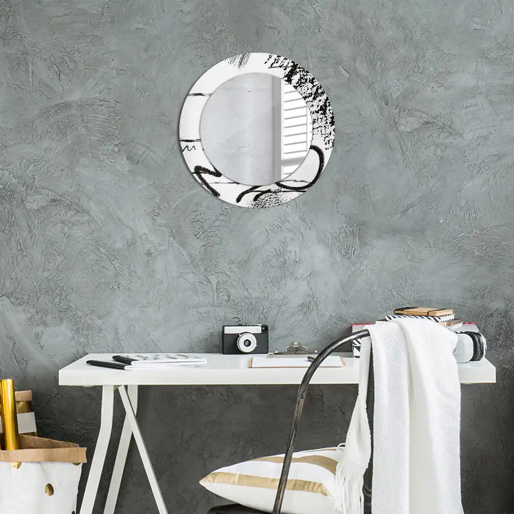 Miroir rond imprimé motif graffiti