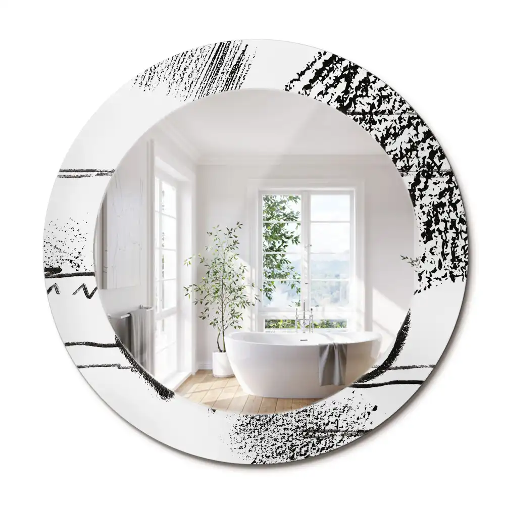 Miroir rond imprimé motif graffiti