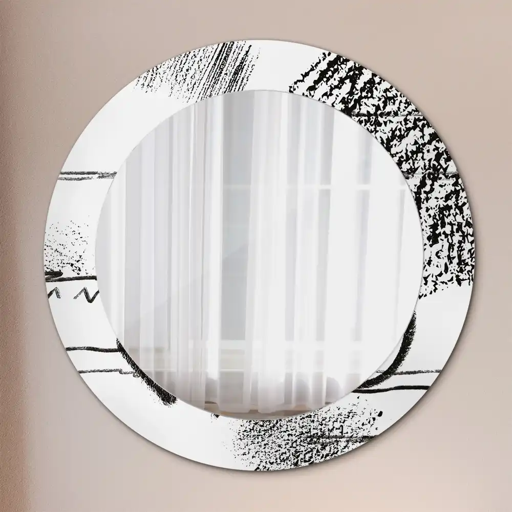 Miroir rond imprimé motif graffiti